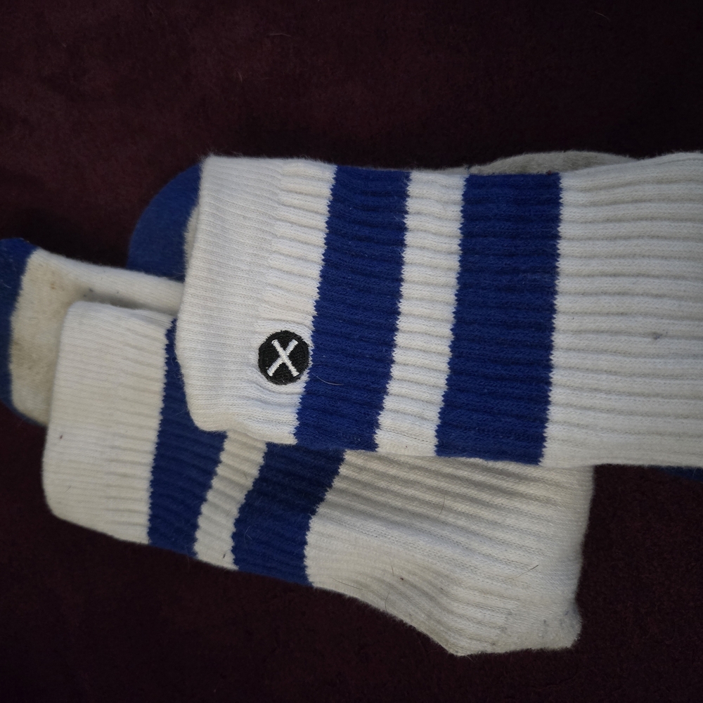 Blue and White Striped Socks
